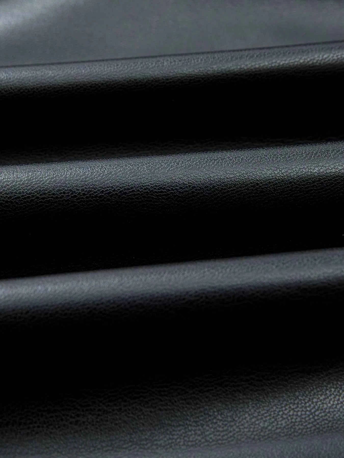 Faux Leather Ruffle Hem Sleeveless Mini Dress