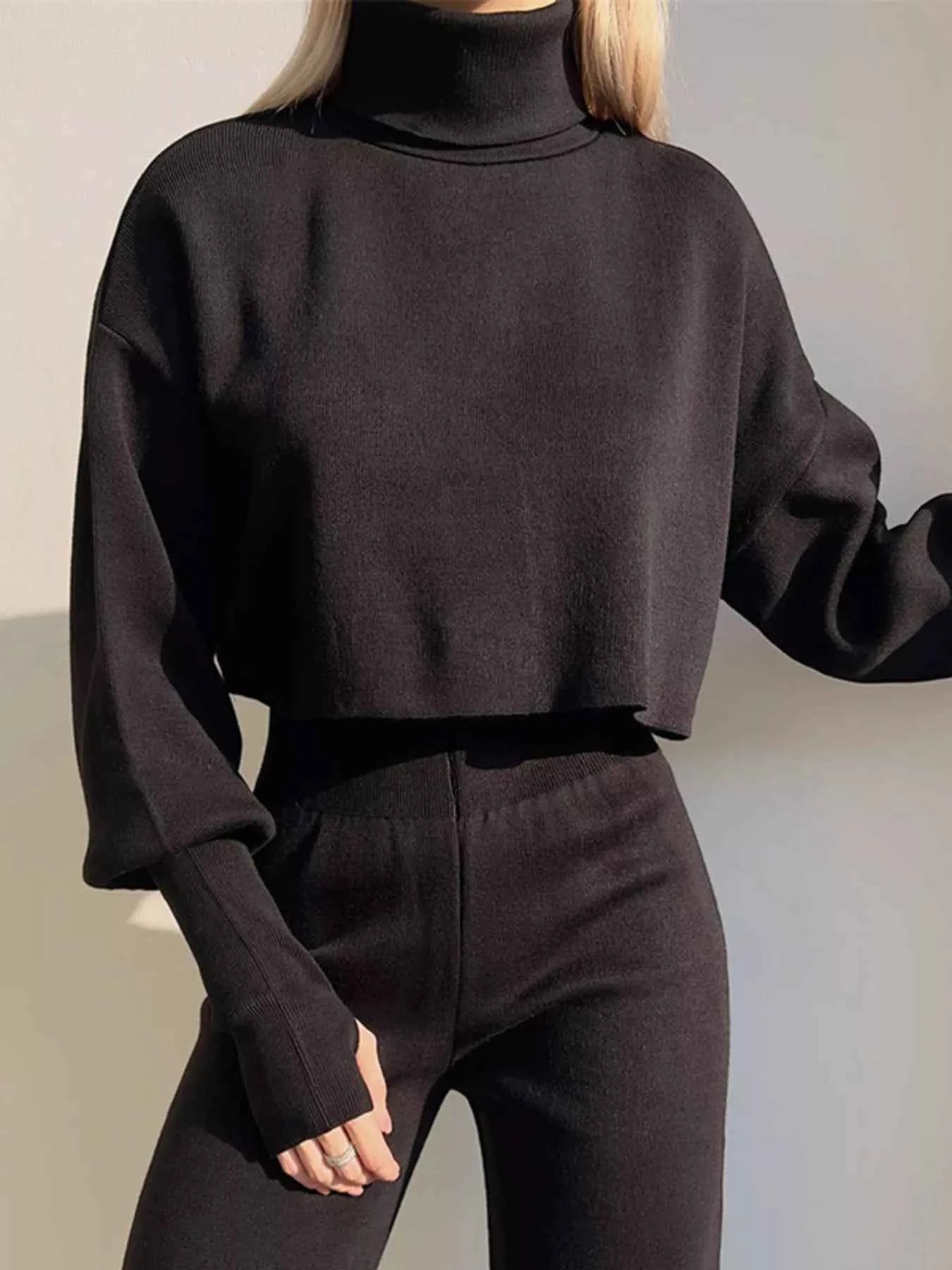 Turtleneck Long Sleeve Top & Pants Set