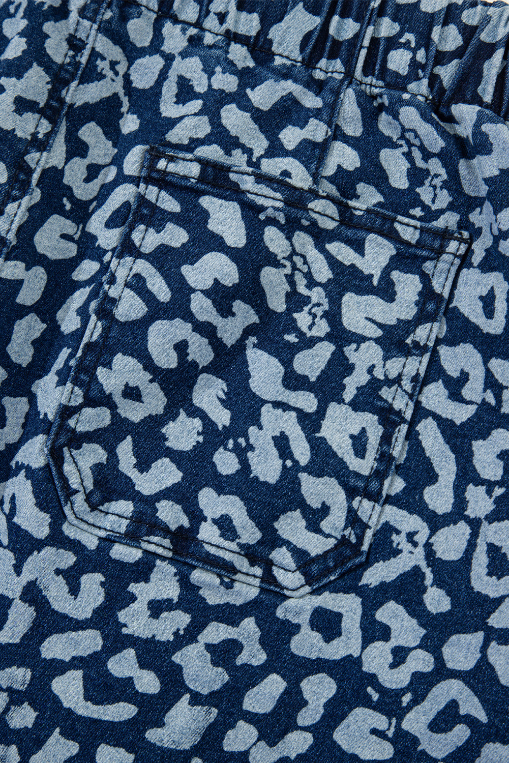 Blue Leopard Printed Drawstring Elastic Waistband Pocketed Wide Leg Jeans Dear-Lover Dropshipping