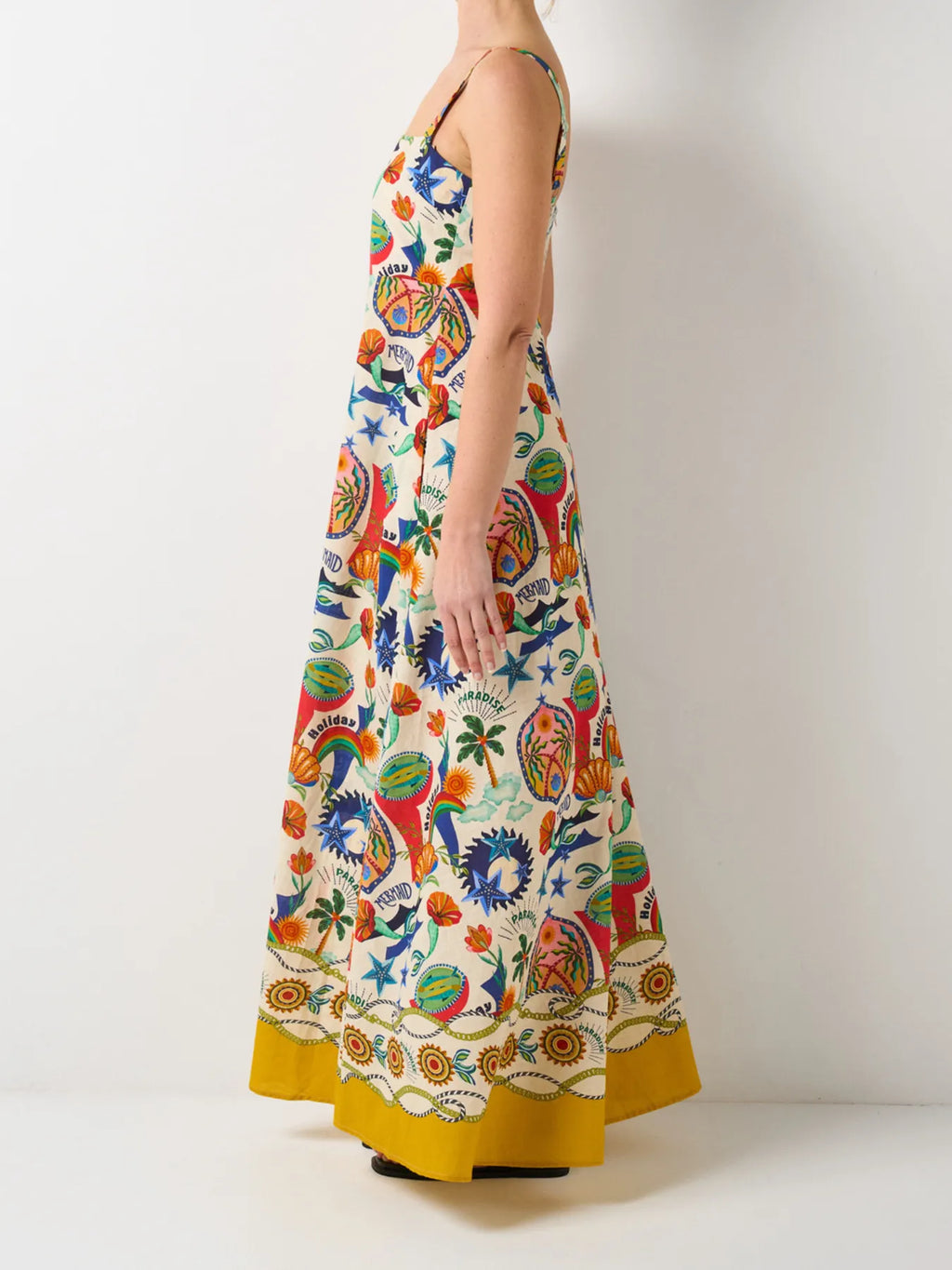Flowery Square Neck Maxi Dress.