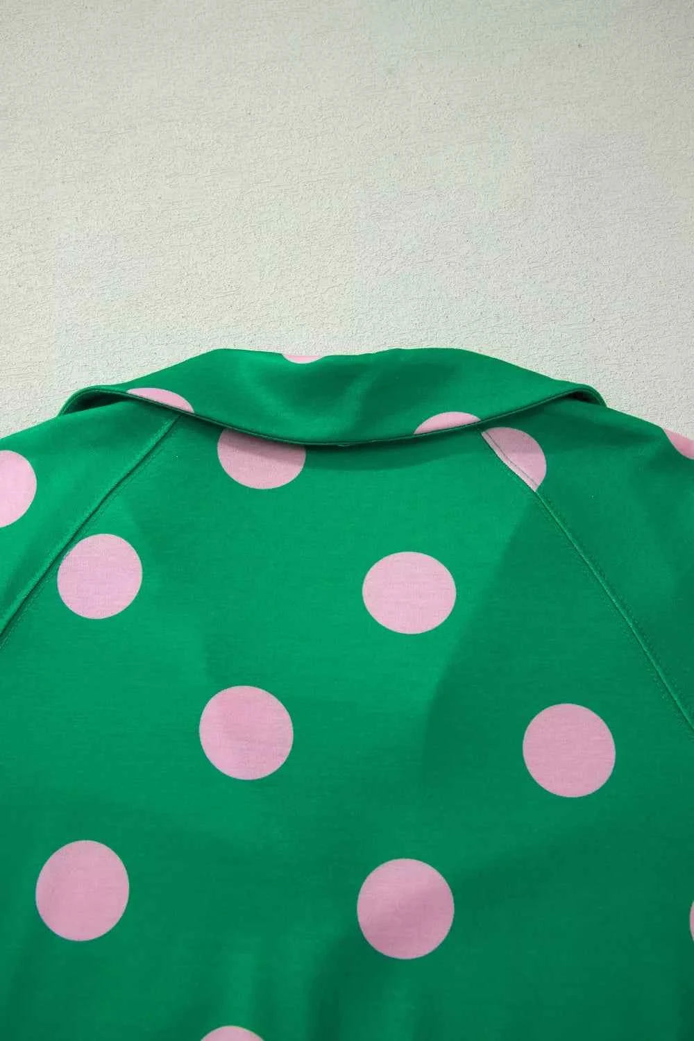 Polka Dot Print V Neck Tee Short Set