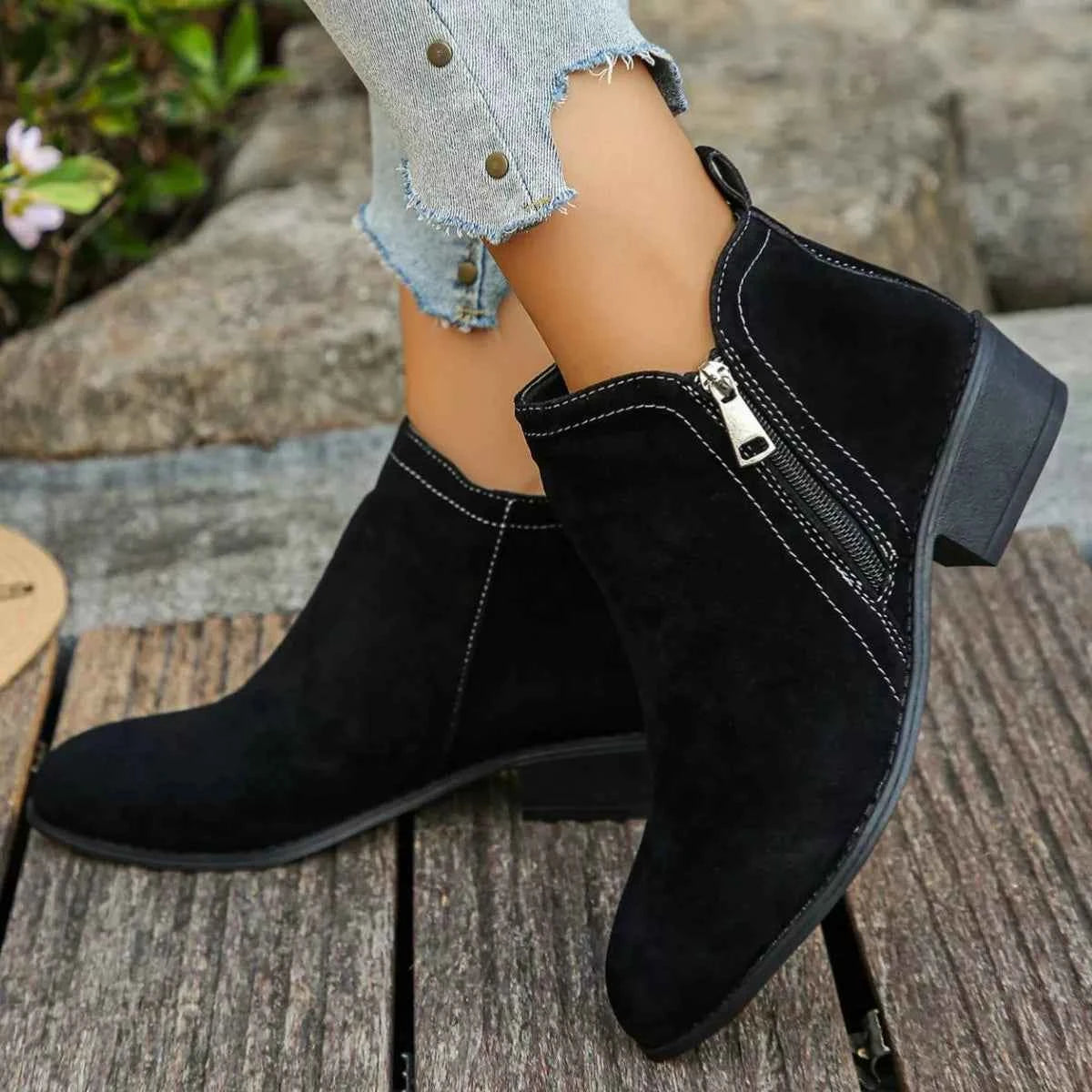 Point Toe Block Heels Boots