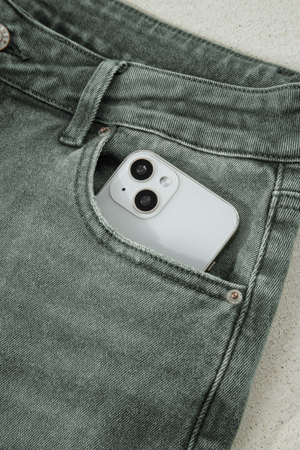 Four Leaf Clover Slight Distressed Raw Edge Wide Leg Jeans