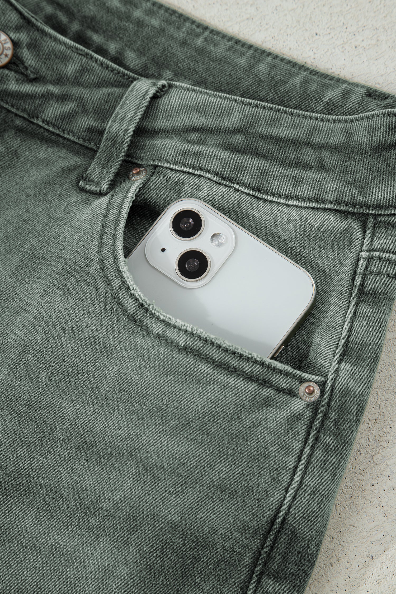 Four Leaf Clover Slight Distressed Raw Edge Wide Leg Jeans