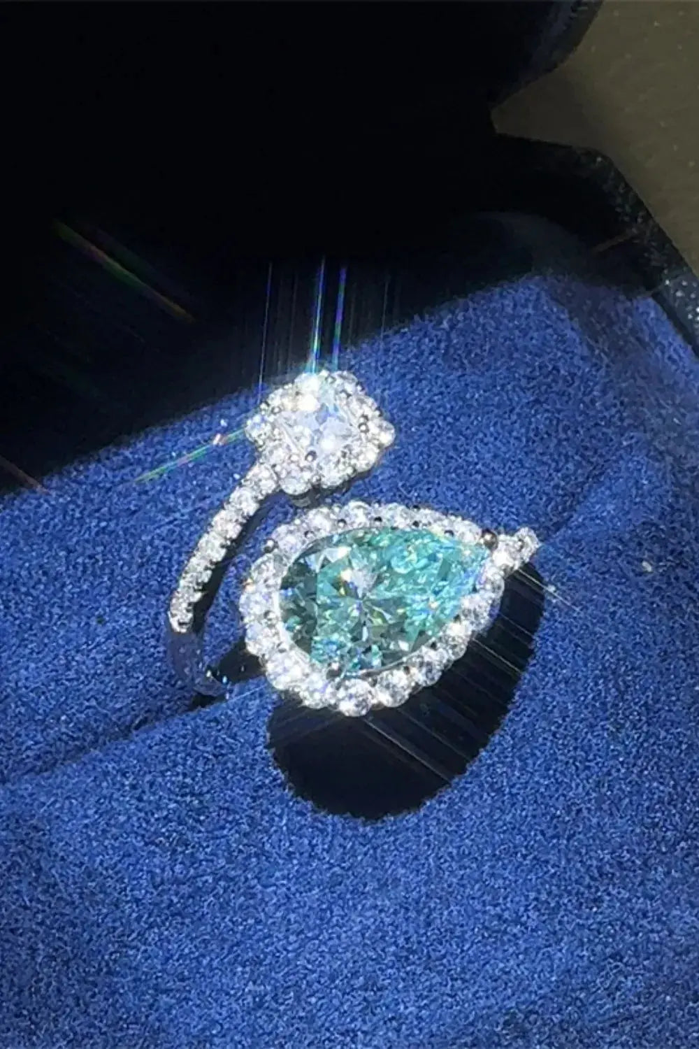 2 Carat Moissanite 925 Sterling Silver Bypass Ring.