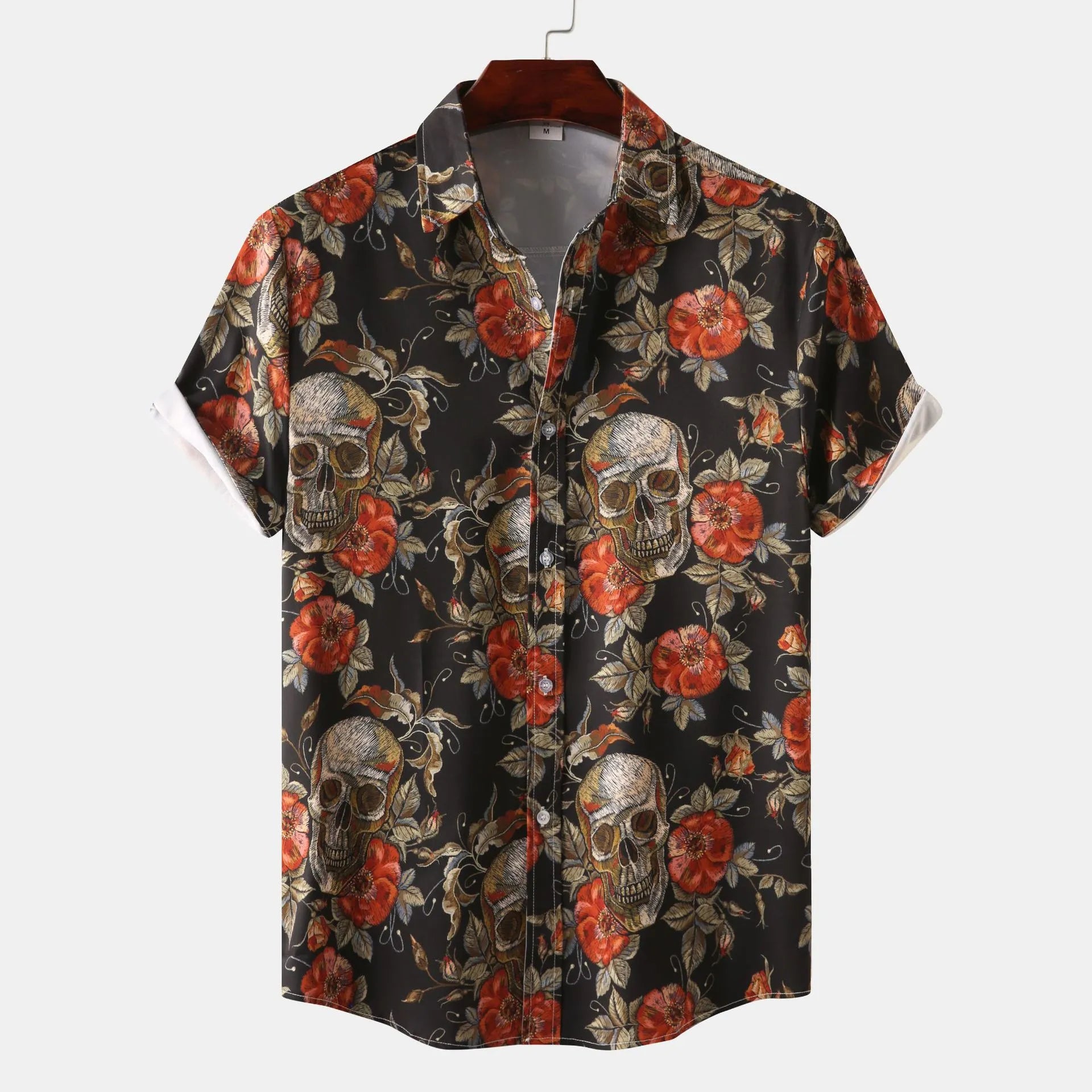 Men's Full Size Printed Short Sleeve Casual Shirt Plus Size.