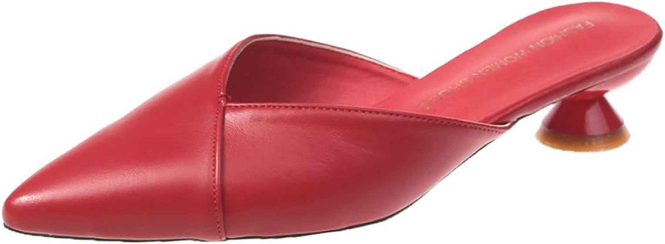 Hello Shero Comfortable Low Heel Mules Closed Pointed Toe Slip on Pumps Soft Synthetic Leather Dress Shoes Casual Daily Wear