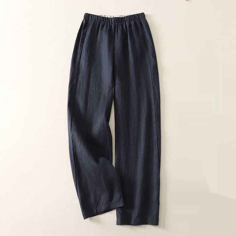 Cotton Linen Sickle Straight Retro Inner Edge Matchet Pants