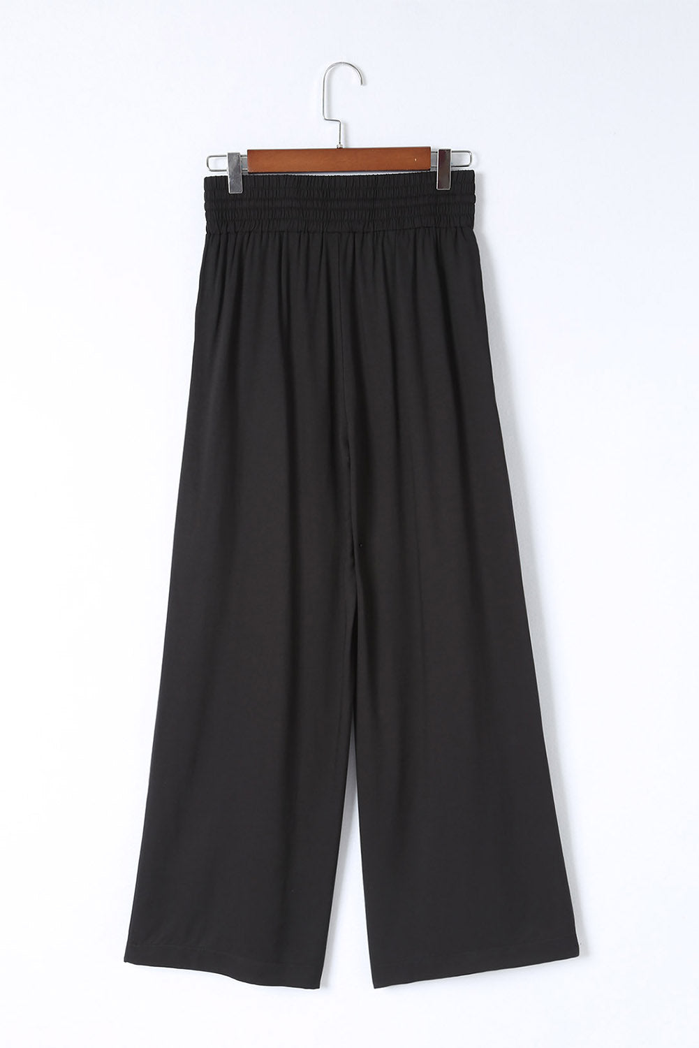 Black Drawstring Elastic Waist Casual Wide Leg Pants Dear-Lover Dropshipping