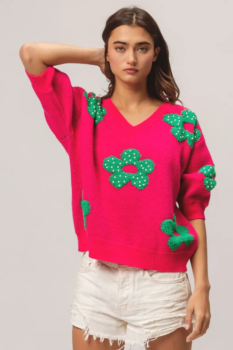 Flowers Sweater Top.