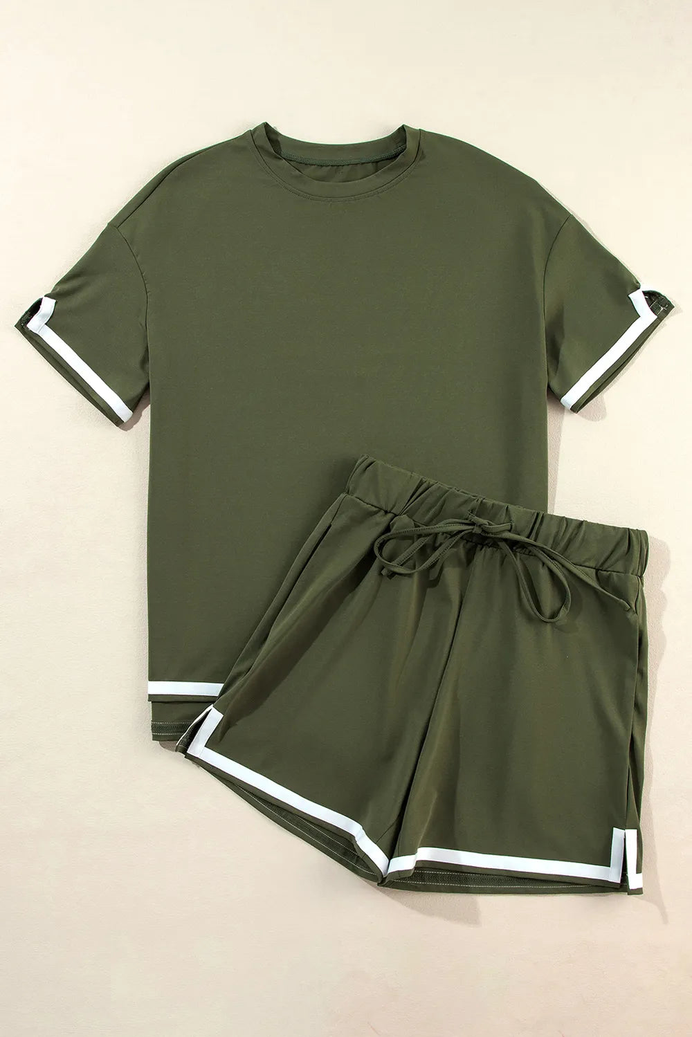 Contrast Trim Tee and Shorts Set - CHIC TB