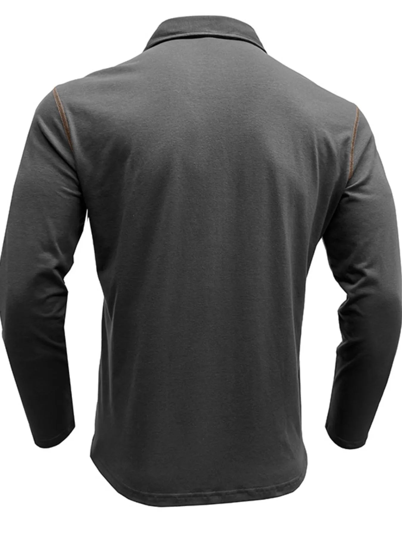 Men's Long Sleeve Polo Shirt with Contrast Stitching.