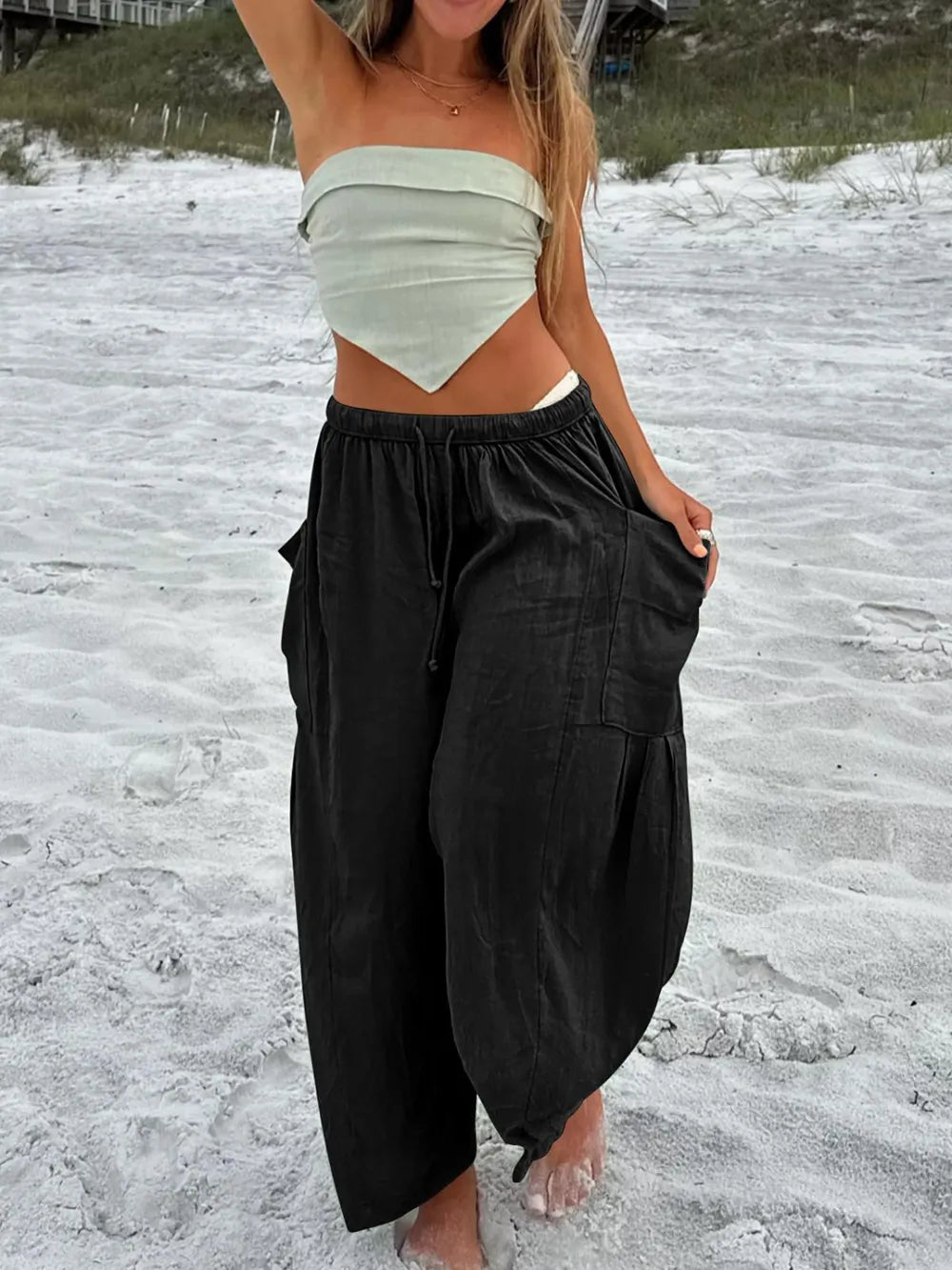 Full Size Drawstring Pants with Pockets Plus Size.