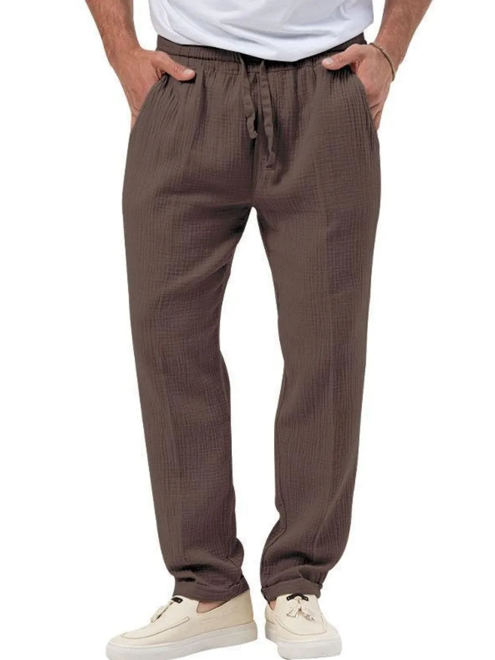 Men's Plus Size Drawstring Texture Pants.