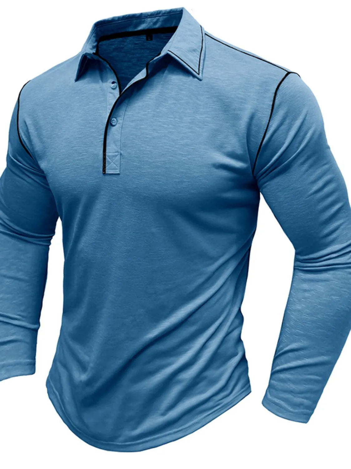 Men's Button Detail Long Sleeve Polo.