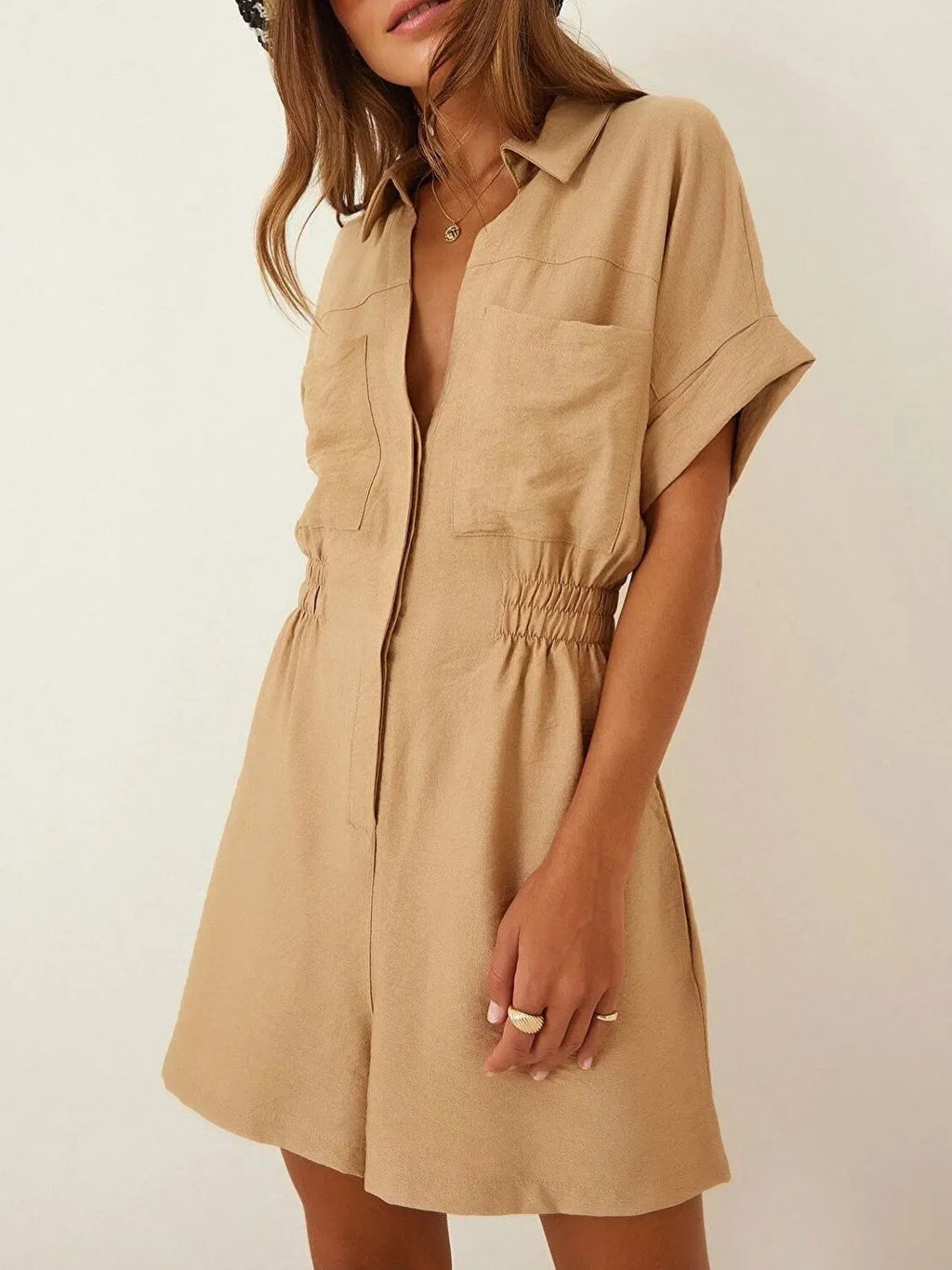 Johnny Collar Short Sleeve Romper.