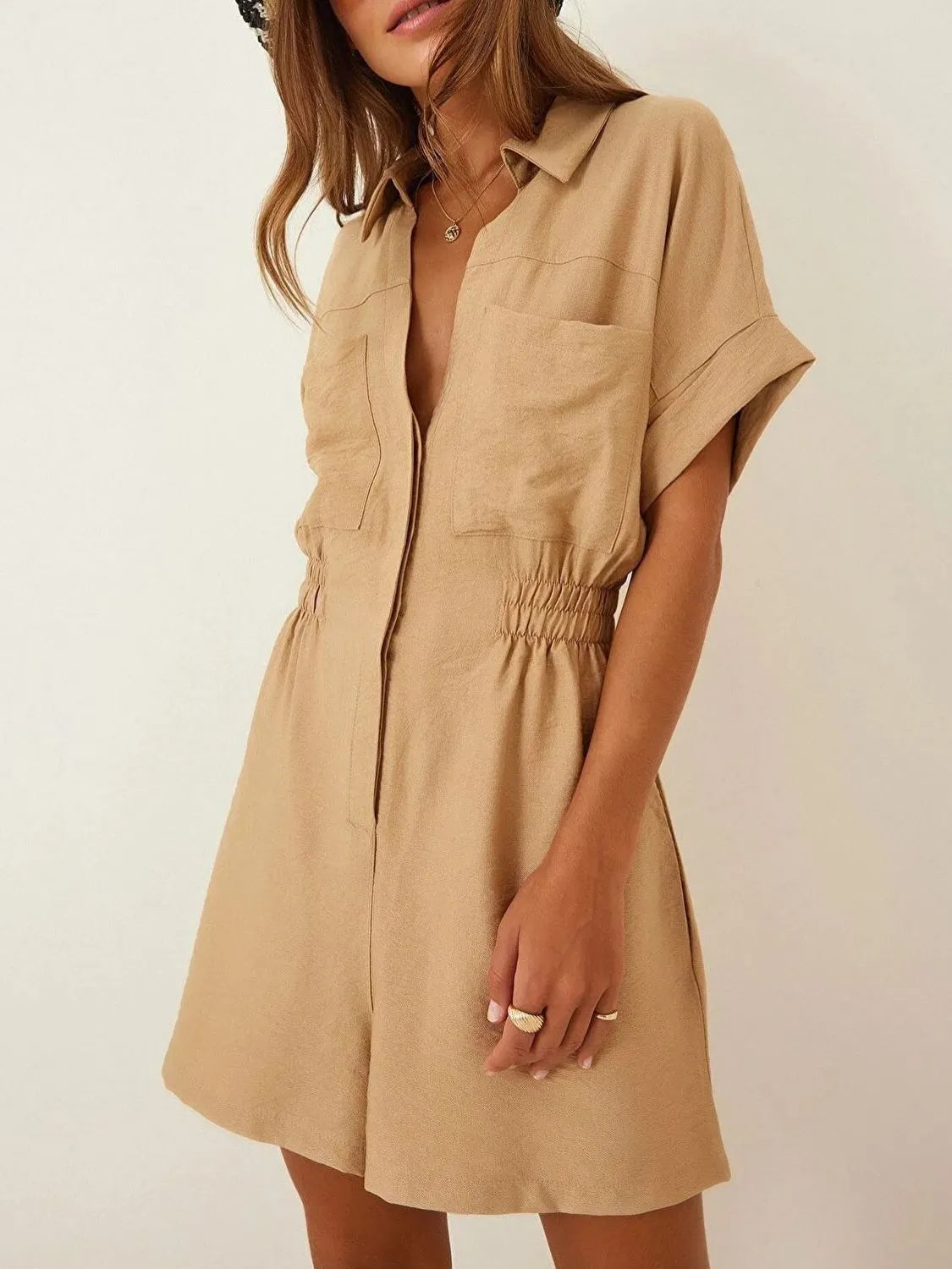 Johnny Collar Short Sleeve Romper.