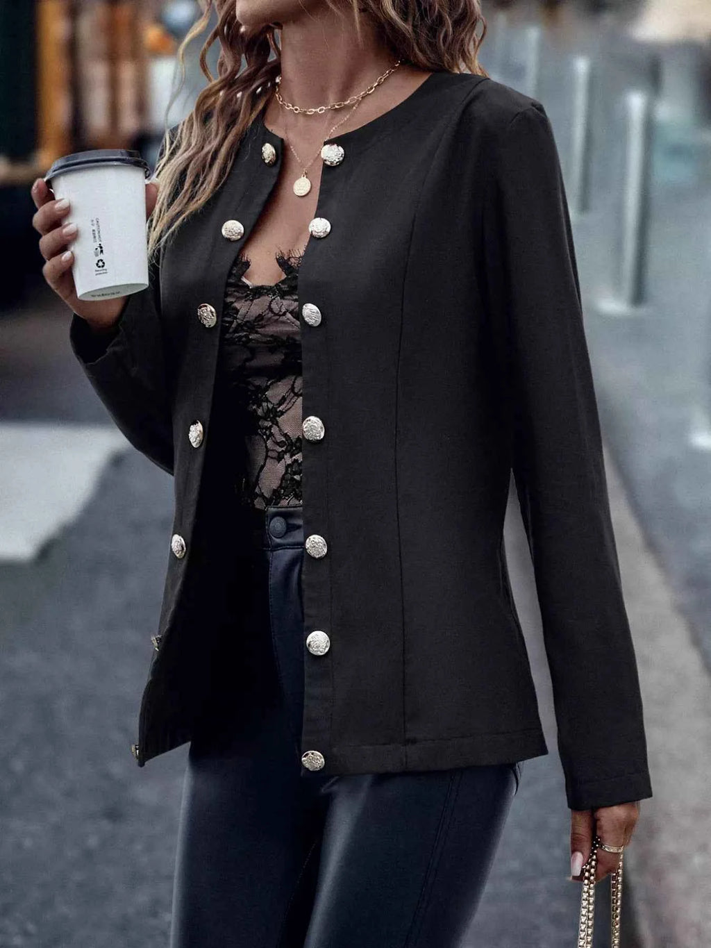 Solid Color Long Sleeve Outerwear