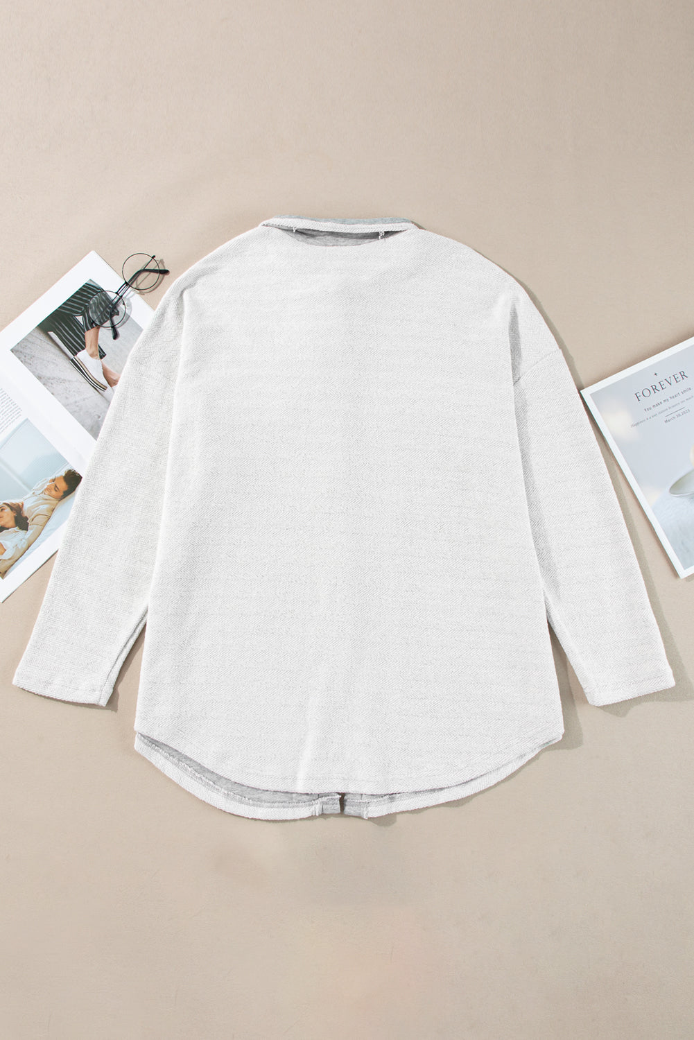 Gray Contrast Flap Pockets Relaxed Shacket Dear-Lover Dropshipping