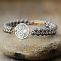 Alloy Natural Stone Braided Bracelet.