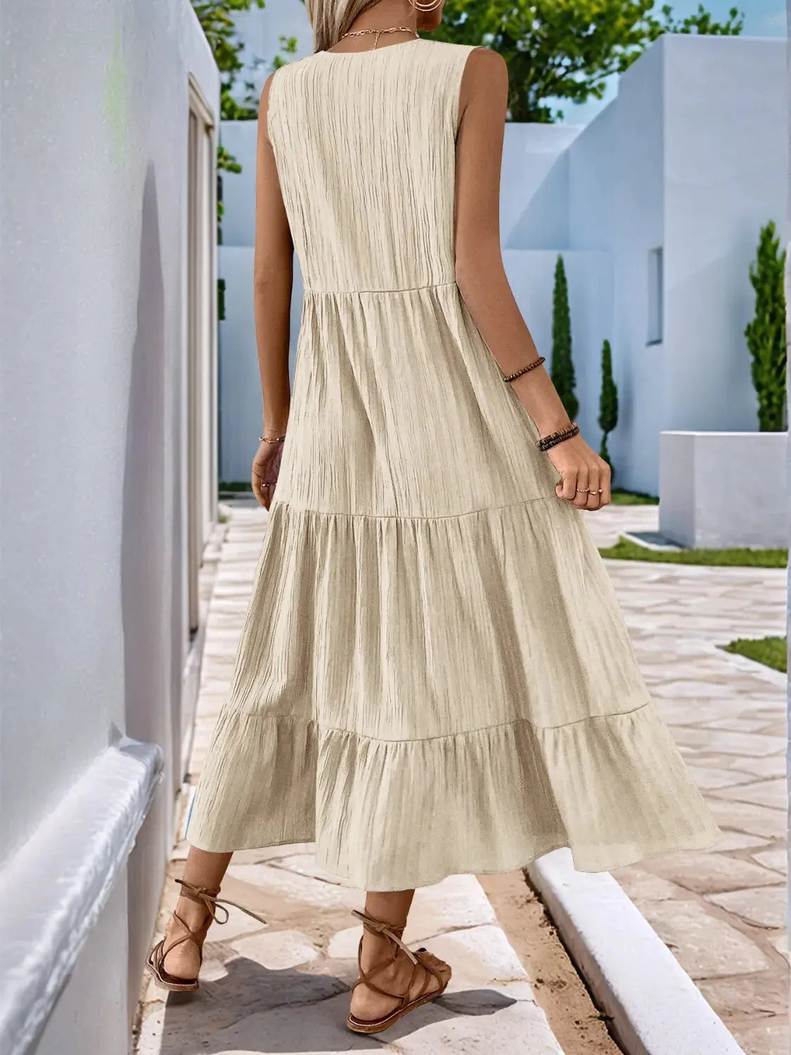 Sleeveless Midi Tiered Dress.
