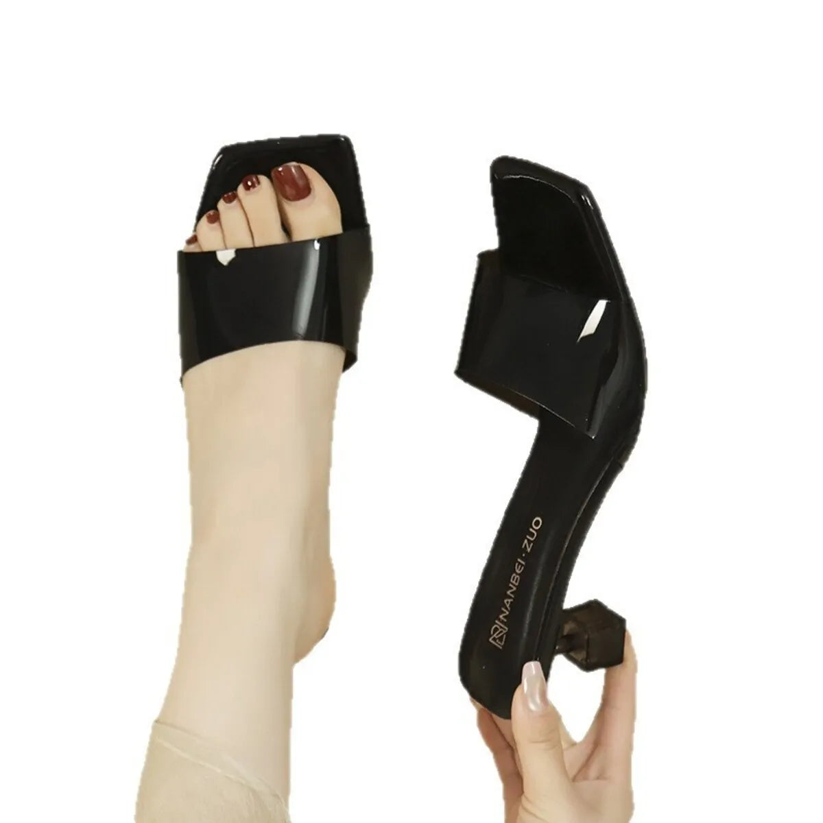 Open Toe Block Heels Sandals.