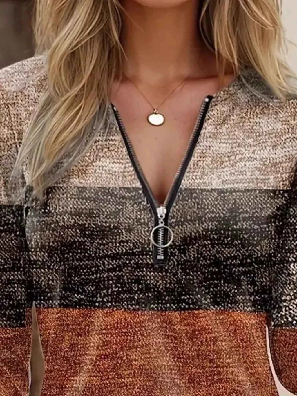 Quarter Zip Color Block Top