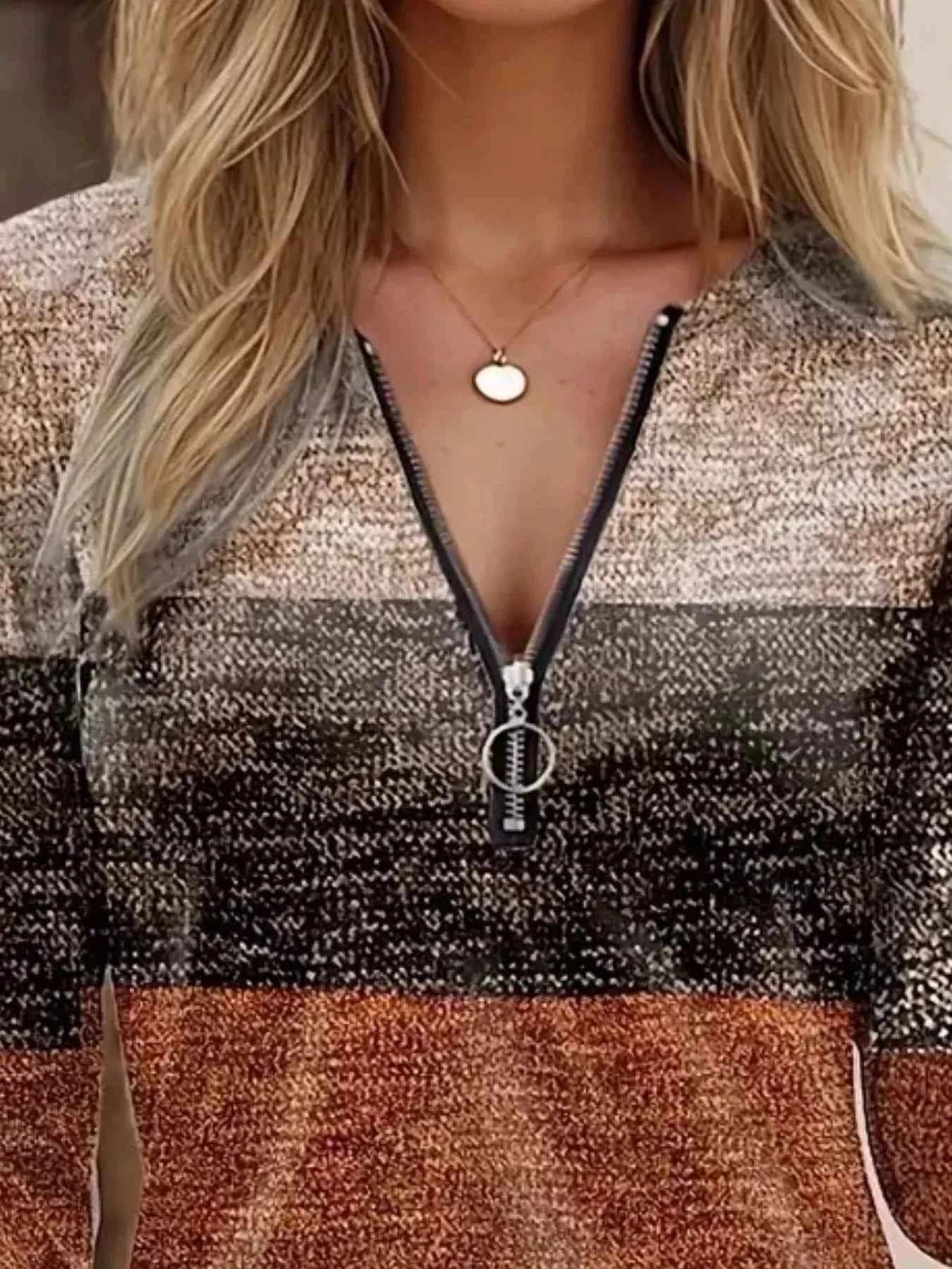 Quarter Zip Color Block Top