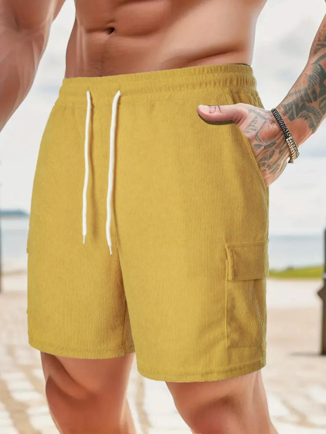 Men's Drawstring Shorts with Pockets.