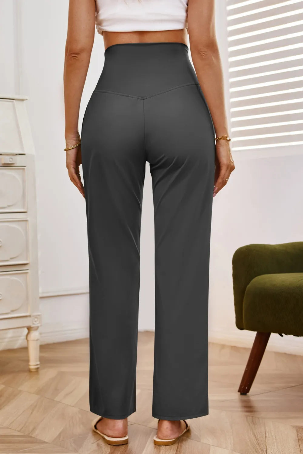High Waist Wide Leg Pants with Pockets.