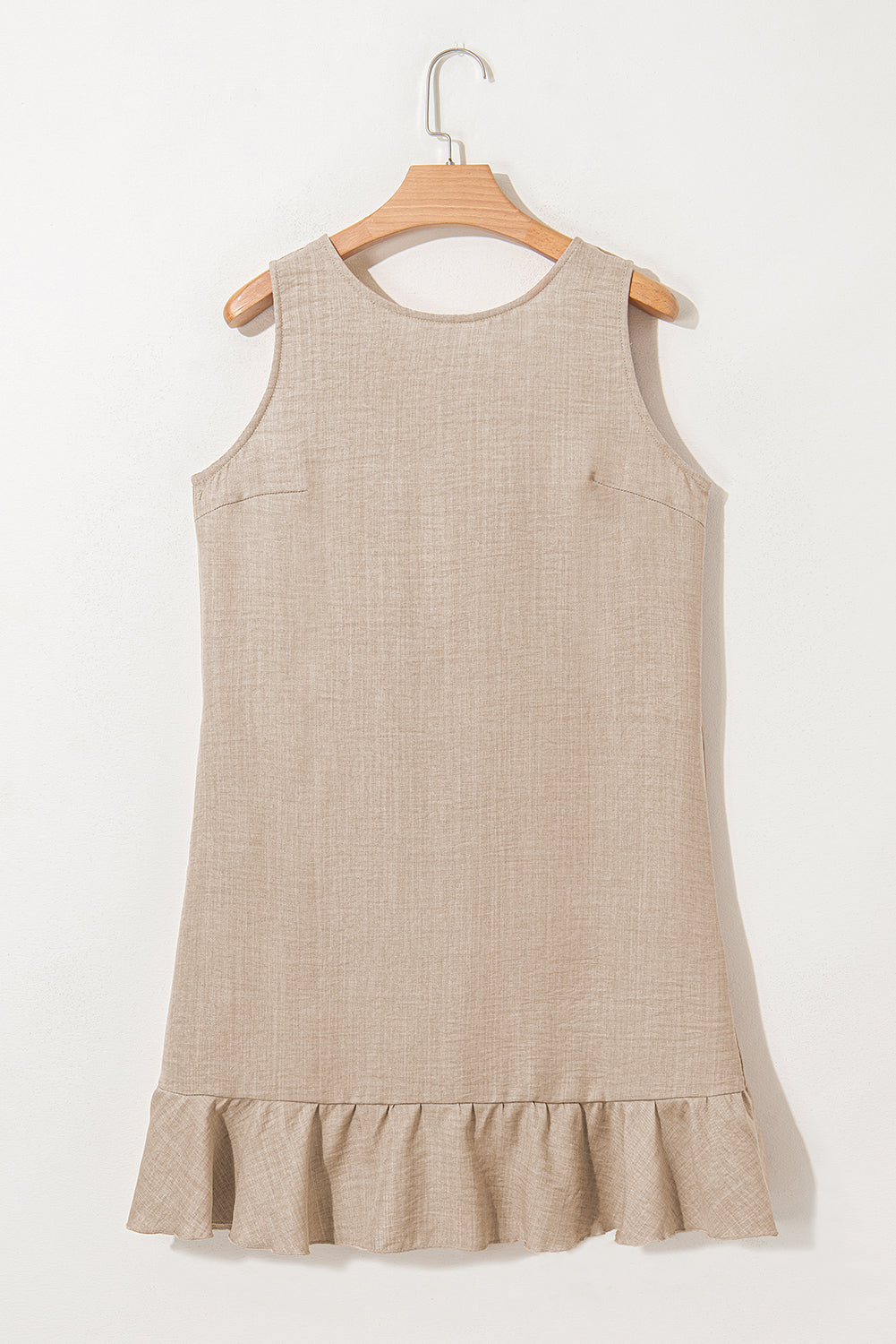 Smoke Gray Knot Scoop Back Ruffle Hem Sleeveless Mini Dress Dear-Lover Dropshipping