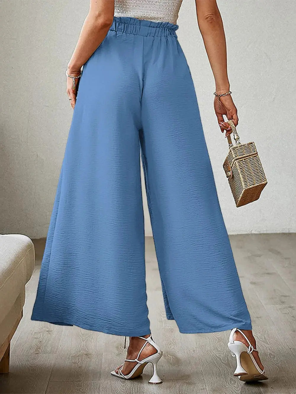 Tied Slit Wide Leg Pants.