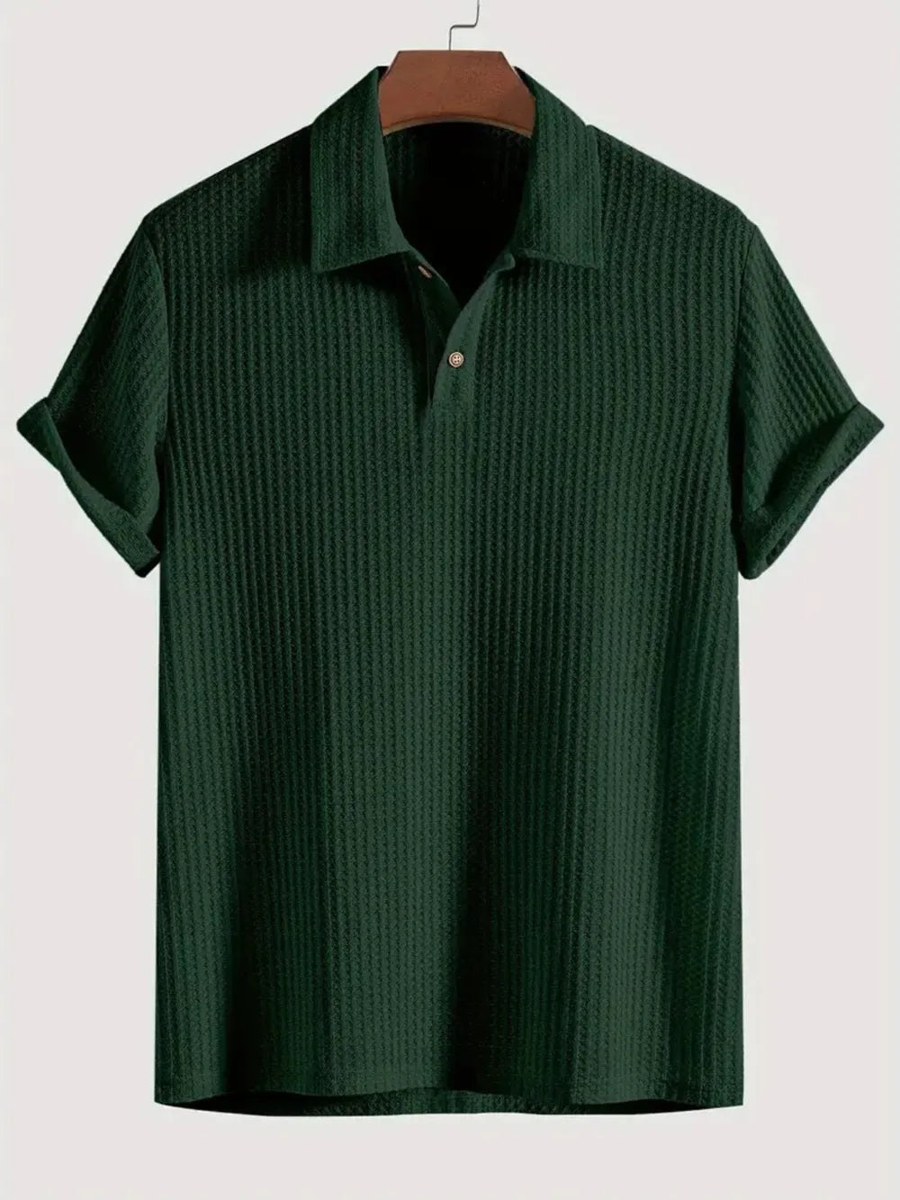 Men's Waffle-Knit Collared Neck Short Sleeve Polo.