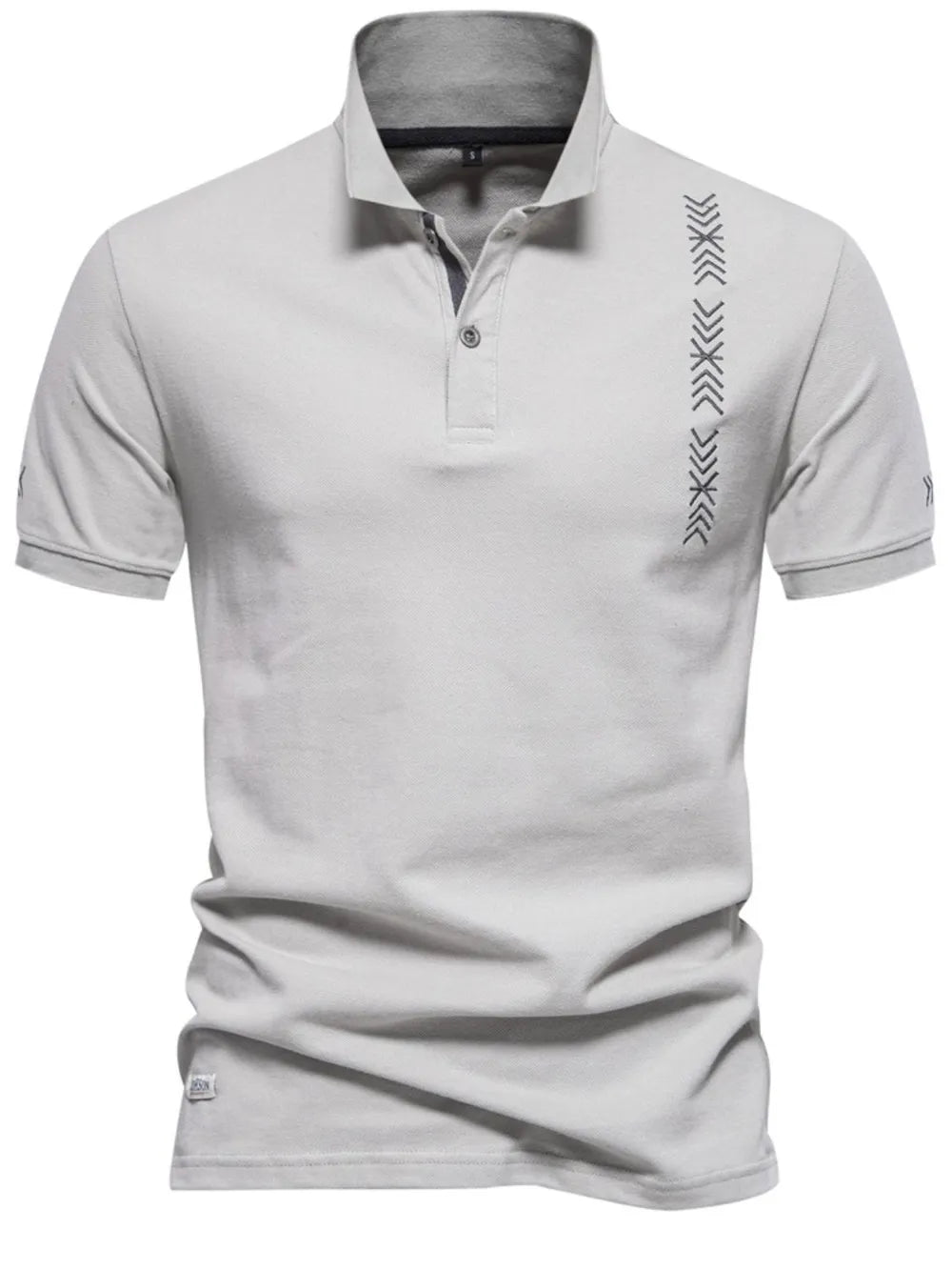 Men's Collared Neck Geometric Embroidered Polo.