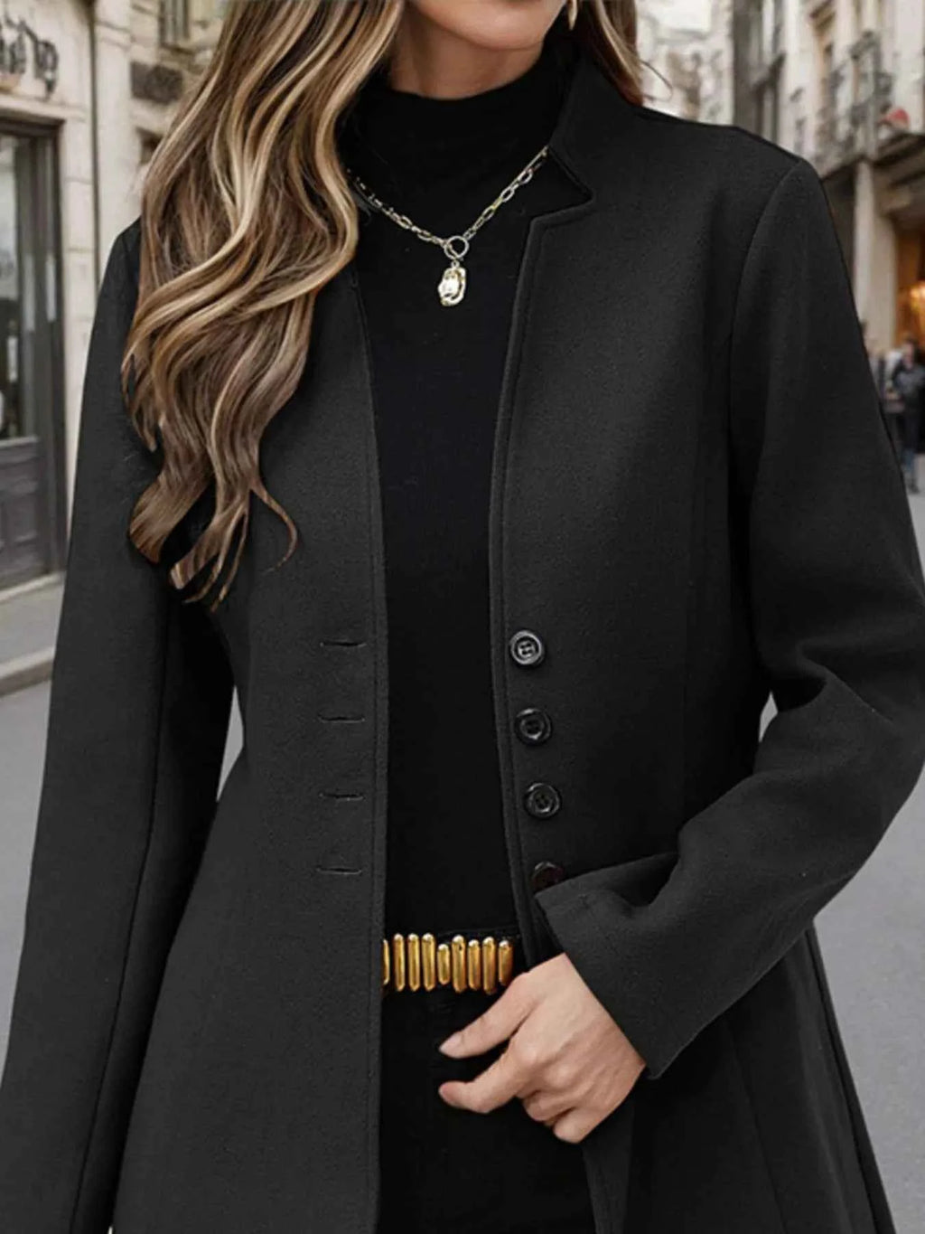 Button Up Long Sleeve Coat.