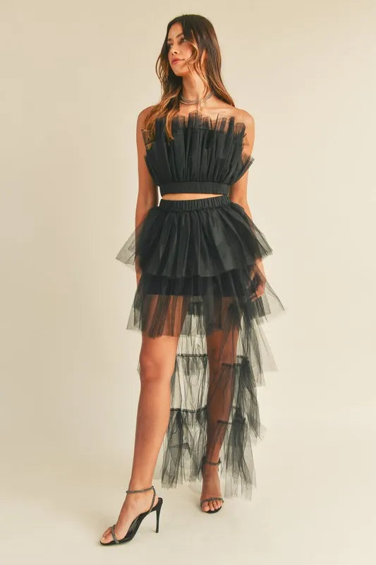 Crop Top and High Low Maxi Skirt Set - CHIC TB