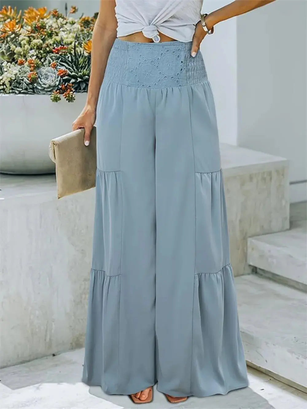 Smocked High Waist Pants.