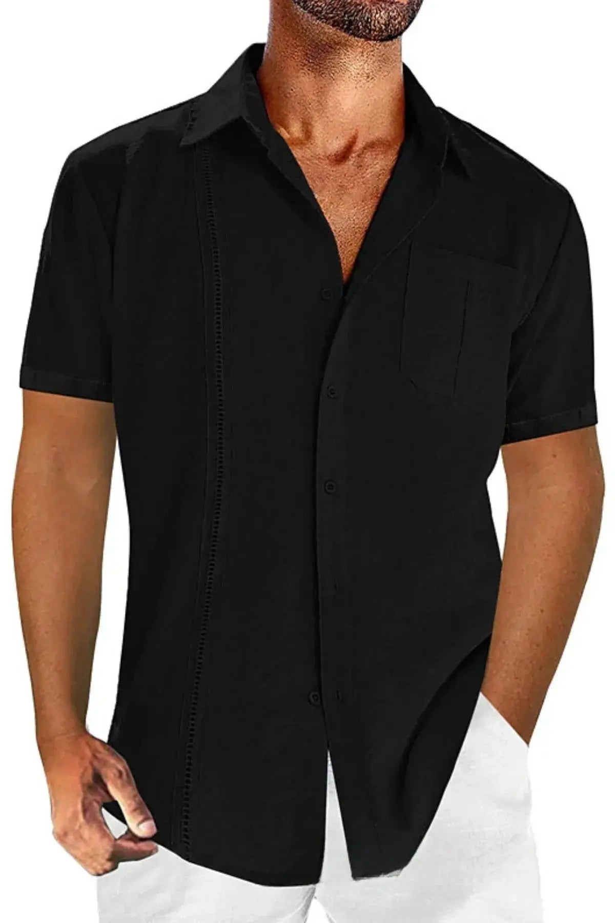Men's Full Size Casual Short Sleeve Button Down Shirt Plus Size.