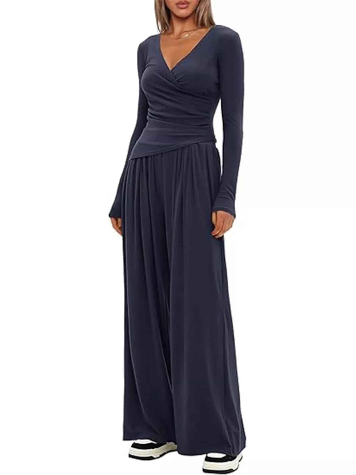 Casual Long Sleeve Top and Pants Two-Piece Set