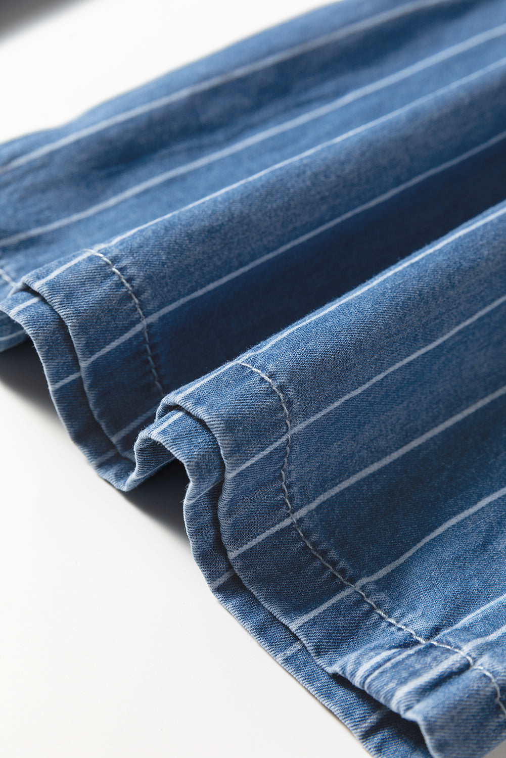 Blue Stripe Chambray Wide Leg Tied Elastic Waist Trousers Dear-Lover Dropshipping