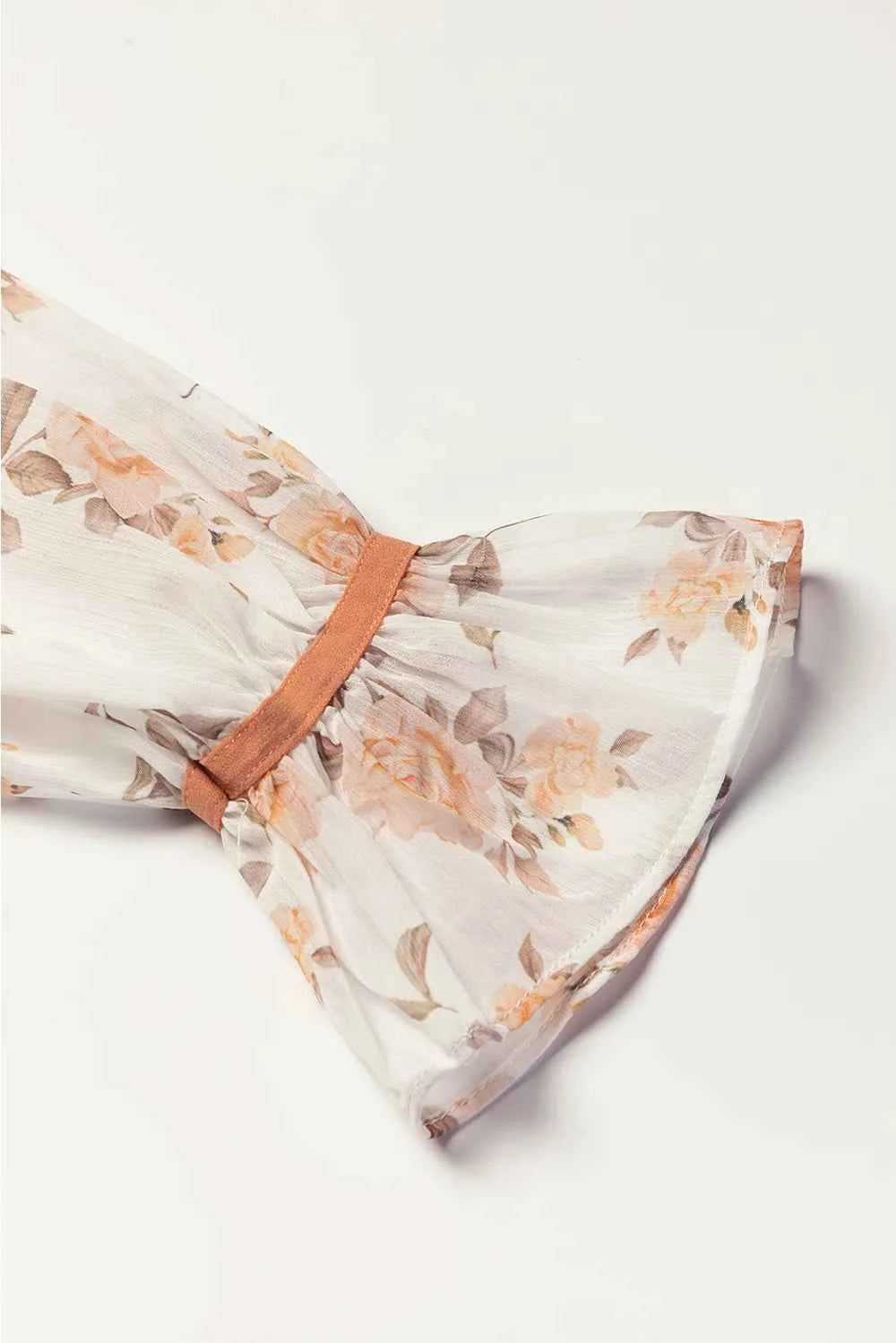 Cable Knit Round Neck Flounce Sleeve Sweater.