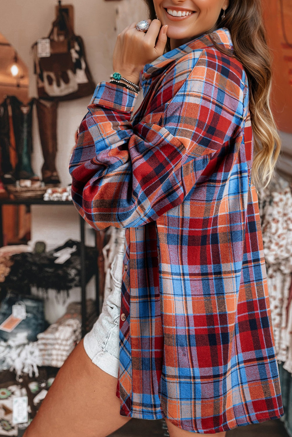 Red Plaid Print Loose Vintage Shirt Dear-Lover Dropshipping