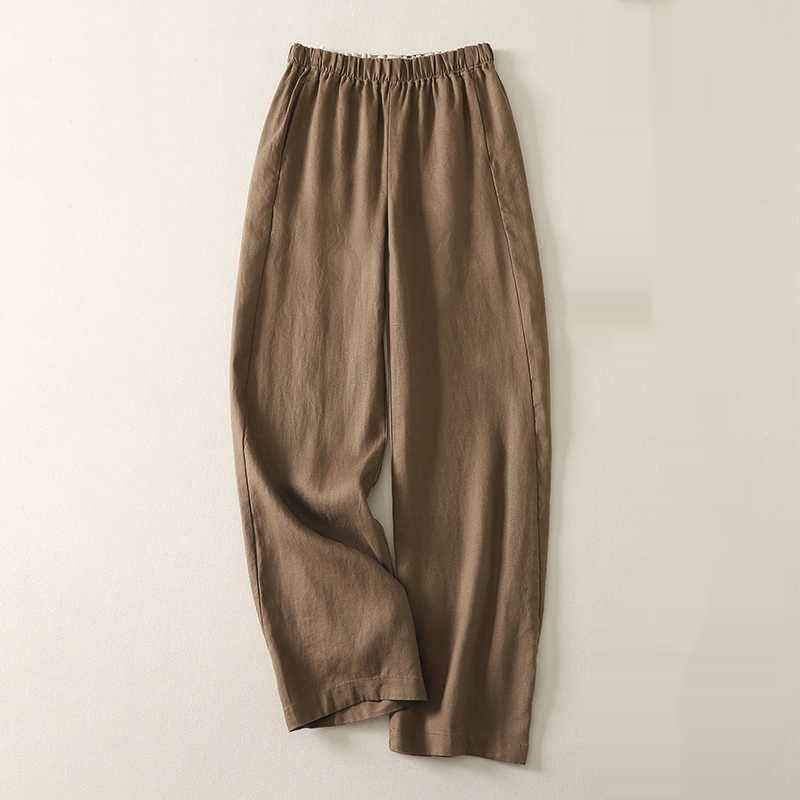 Cotton Linen Sickle Straight Retro Inner Edge Matchet Pants