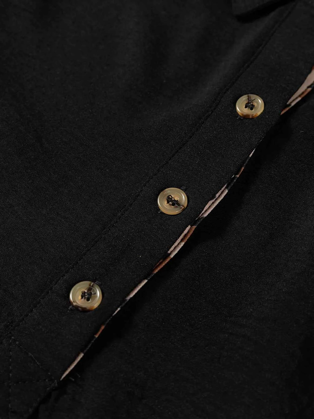 Contrast Leopard Print Patchwork Polo Collar Buttons Front Long Sleeve Blouse