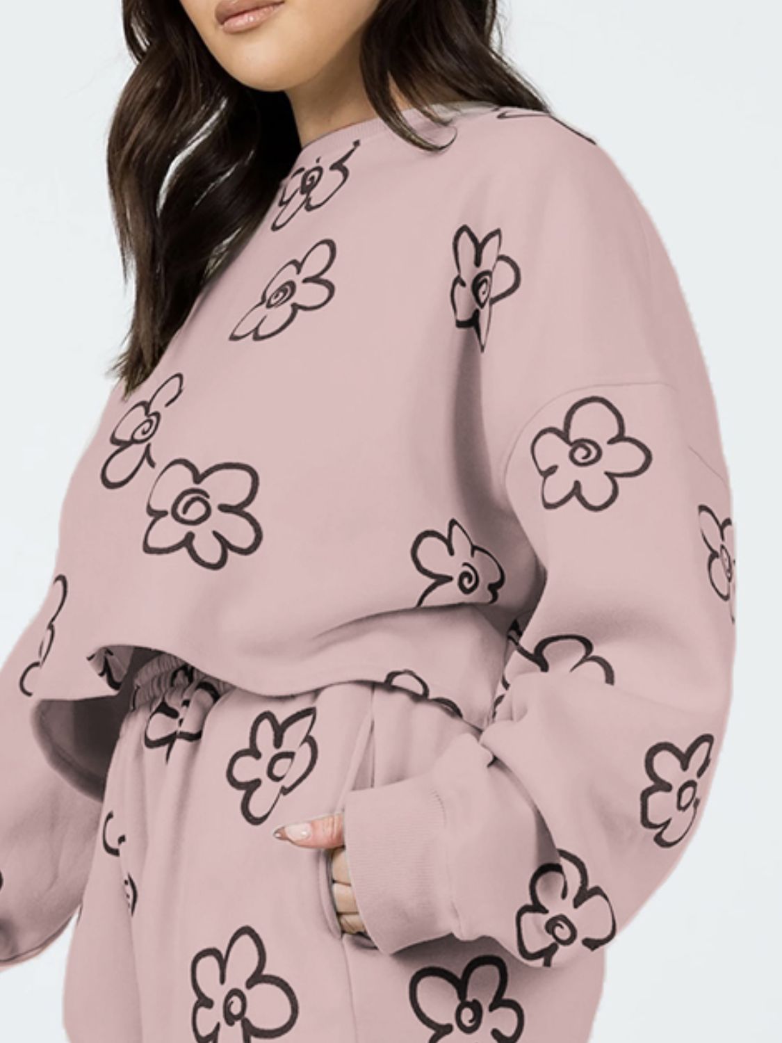 Floral Dropped Shoulder Sweatshirt and Shorts Set - CHIC TB