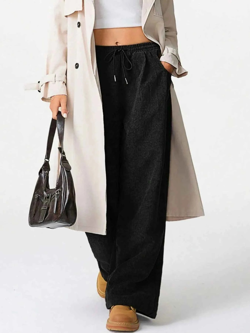 Drawstring Wide Leg Pants.