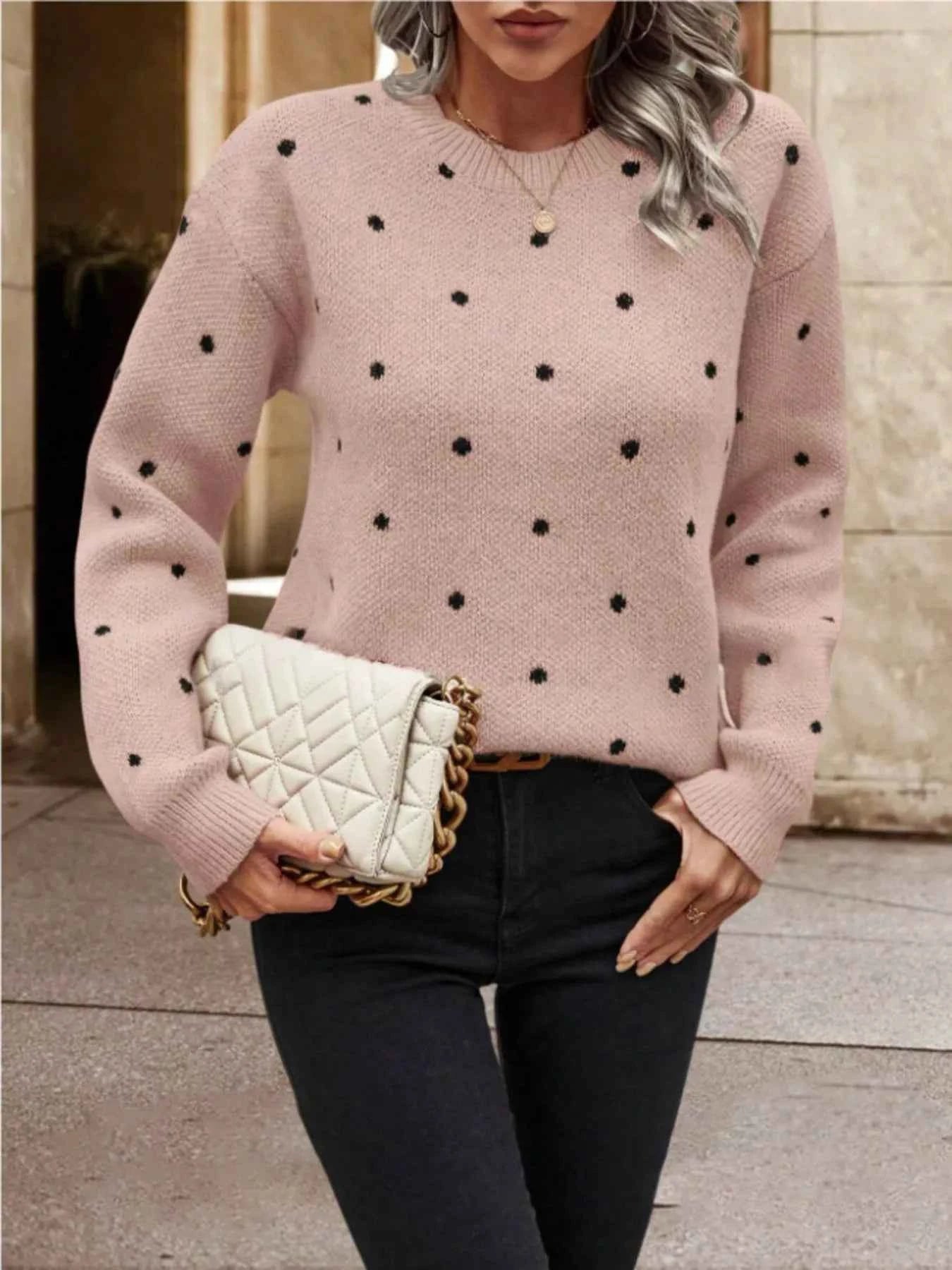 Polka Dot Long Sleeve Sweater