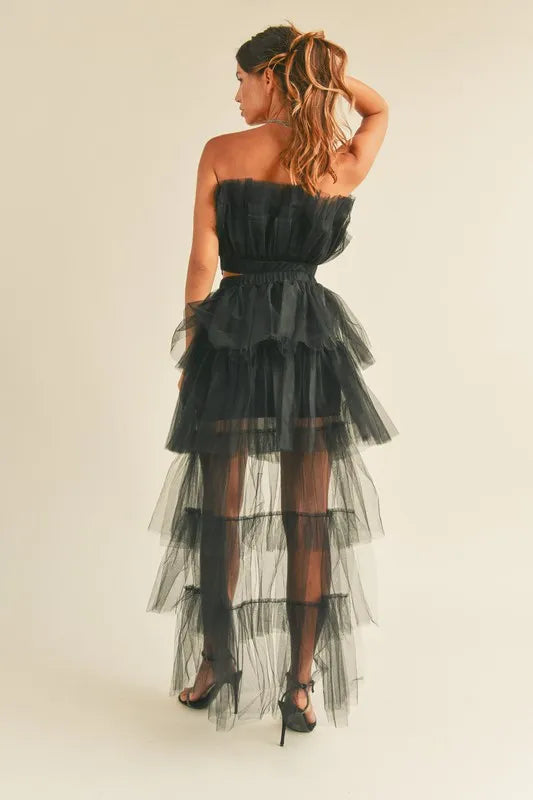 Crop Top and High Low Maxi Skirt Set - CHIC TB