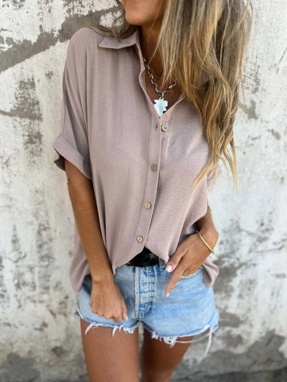 Button Down Short Sleeve Shirt Plus Size.