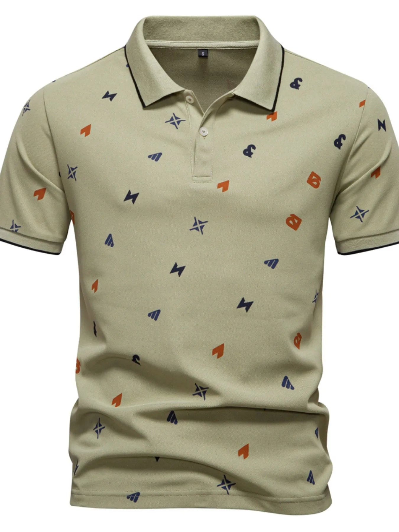 Men's Geometric Print Short Sleeve Polo Shirt.
